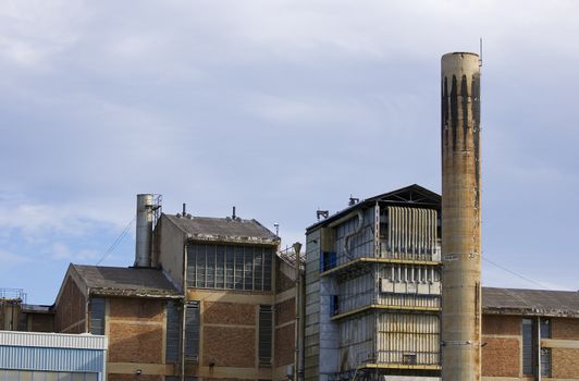 Detail of an industrial plant with chimney