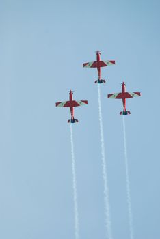 Royal Australian Air Force formation aerobatic display team; Roulettes performing at the fly pass.