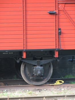 red railroad car detail