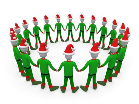 Computer generated image - Santa's Helpers in Circle.