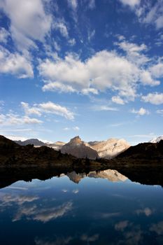 Mountain reflection on Trubsee, Switzerland