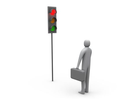 Computer generated image - Traffic Light - Business Activity Stopped.