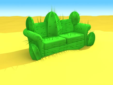 Computer generated image - Cactus-Sofa In The Desert.