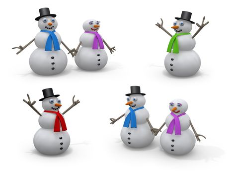Computer generated image. -  Holidays - Snowmen.