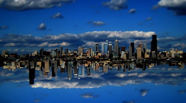 Abstract Sky City was created from my original photo of part of the Seattle Skyline. In non-traditional form it is NOT a reflection ...

