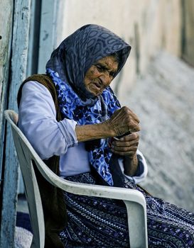 Old Turkish woman in the street of Ankara