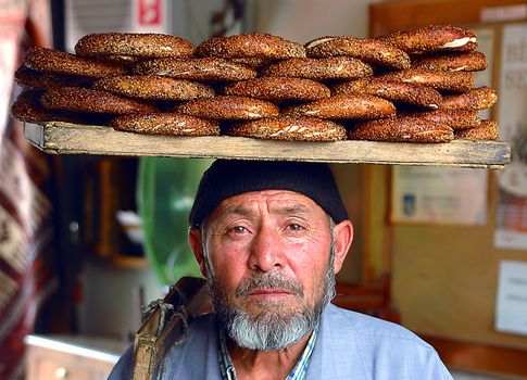 Bagel seller in the streets of Ankara