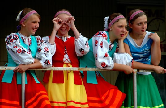 Ukranian girls with traditional clothes
