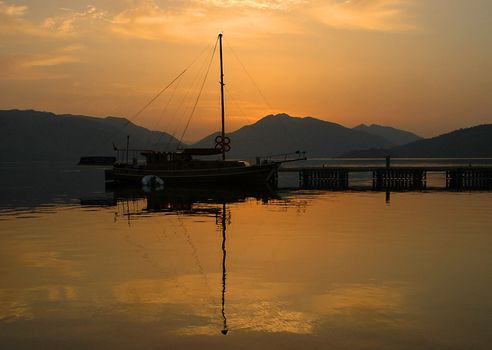 sunrise in the gulf of Marmaris in Turkey
