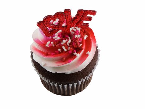 Cupcake with love isolated on a white background