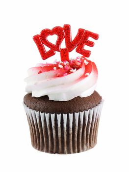 Cupcake with love isolated on a white background