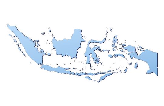 Indonesia map filled with light blue gradient. High resolution. Mercator projection.