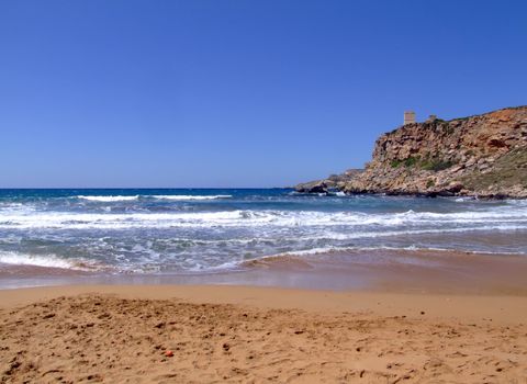 Beautiful Mediterranean beach on the island of Malta