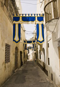 A medieval limestone paved street in Mdina on the island of Malta