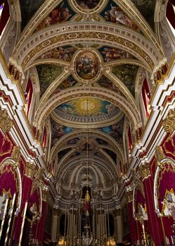 Typical inner architecture of a baroque church in Malta