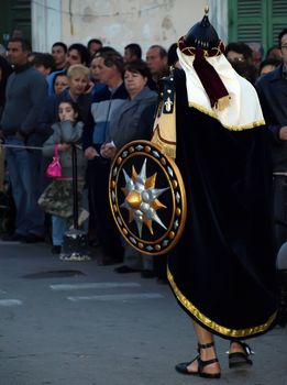 Man dressed up as a soldier of Herod during Biblical times  