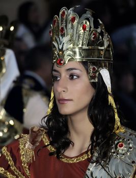 Various Biblical figures from the passion of the Christ during the good Friday procession in Luqa in Malta  