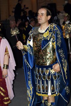Man dressed up as a Roman Emperor during reenactment of Biblical times  