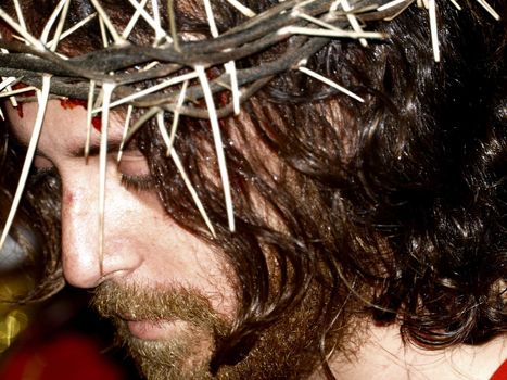 Various Biblical figures from the passion of the Christ during the good Friday procession in Luqa in Malta  