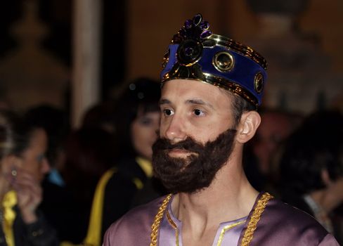 Various Biblical figures from the passion of the Christ during the good Friday procession in Luqa in Malta  