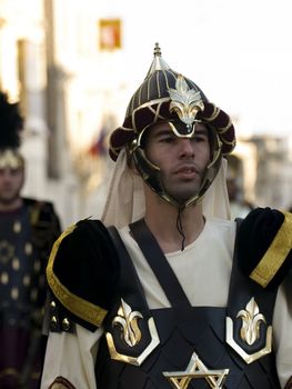 Man dressed up as a soldier of Herod during Biblical times  