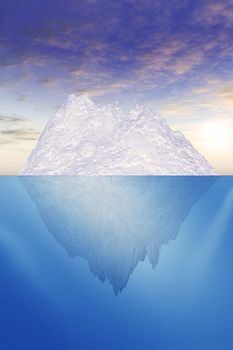 Cross section illustration of an iceberg.