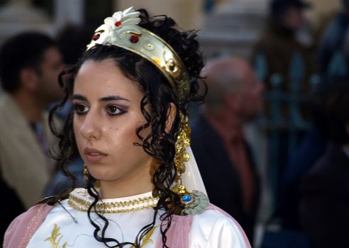 Various Biblical figures from the passion of the Christ during the good Friday procession in Luqa in Malta  