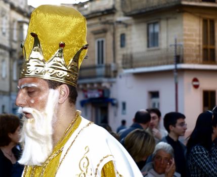 Various Biblical figures from the passion of the Christ during the good Friday procession in Luqa in Malta  