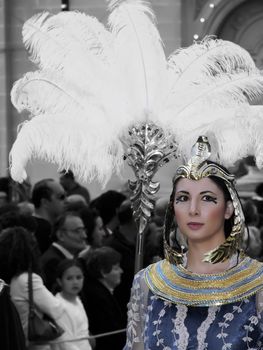 Beauties of the Ancient Empires - Images shot during parade demonstrating fashion and beauty of ancient empires of Rome, Egypt, Judea, etc