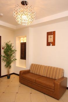 Vestibule with a plant and a sofa