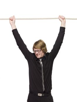 Man hanging in a rope