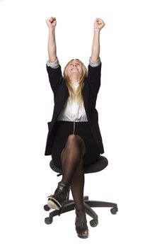 Woman rising her hands in the air