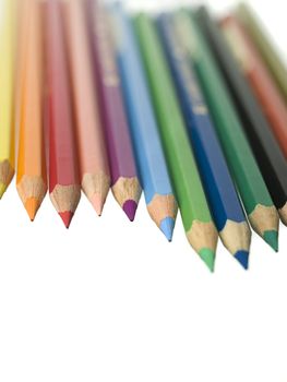 Row of colored pencil