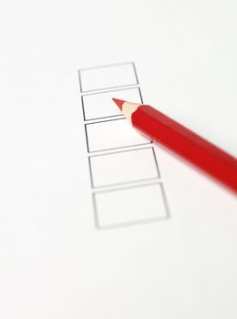 Red pencil and check boxes