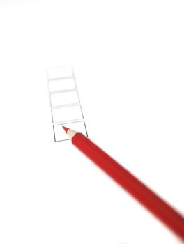 Red pencil and check boxes