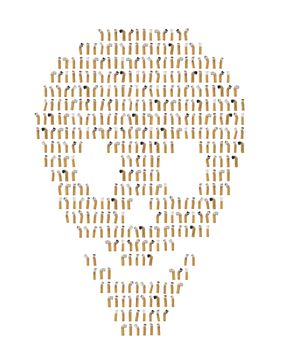 Collage of cigarette butts in shape of skull