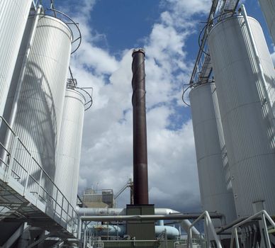 Chimney against a blue sky