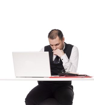 Man reading on his computer