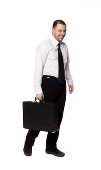 Happy man with briefcase