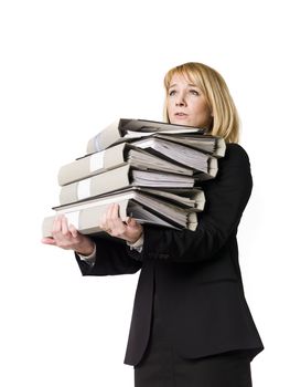 Woman overloaded with work