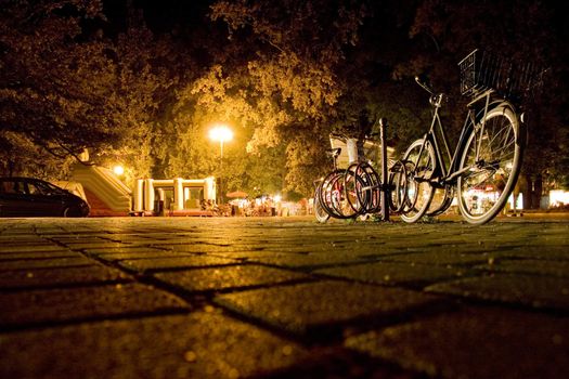 Evening with bike of Hajduszoboszlo city, Hangury