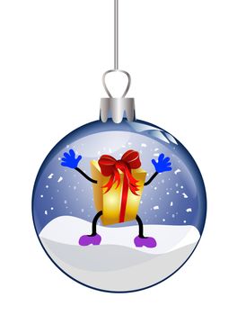 illustration of a christmas glass ball with presents