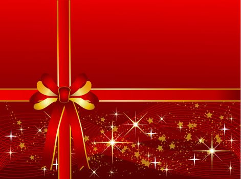 Red Christmas Background with Ribbon