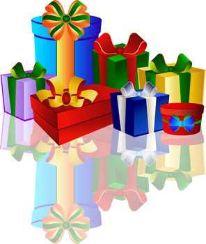 Colorful Gift Boxes on white Background