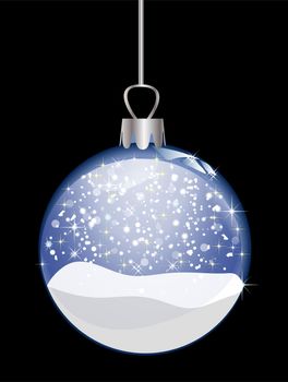 illustration of a christmas glass ball on black background