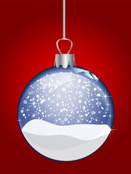 illustration of a christmas glass ball on red background