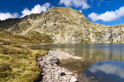 Meadow and small lake - Pedourres in Andorra - Pyrenees