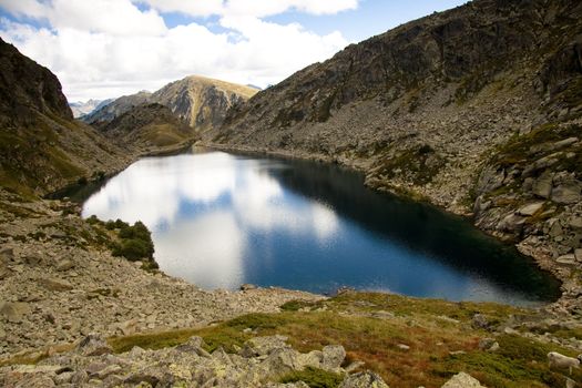 Aerial view on Couart lake in Andorra - Pyrenees.
