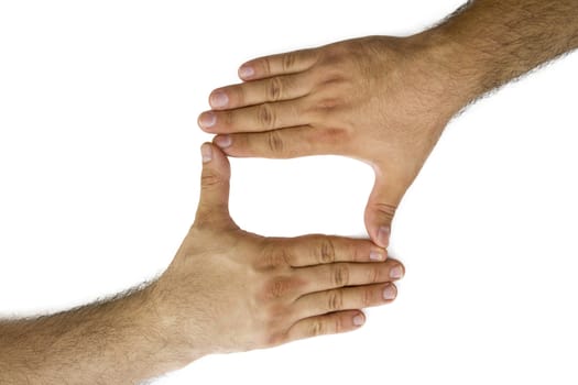 Two Human hands are creating a rectangel frame.