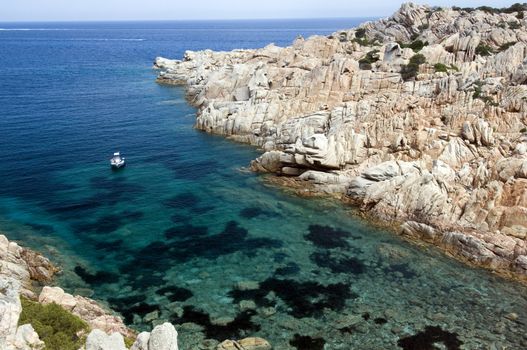 Blue sea in Sardinia Coast, Caprera island in Archipelago of La Maddalena. Best of Italy.